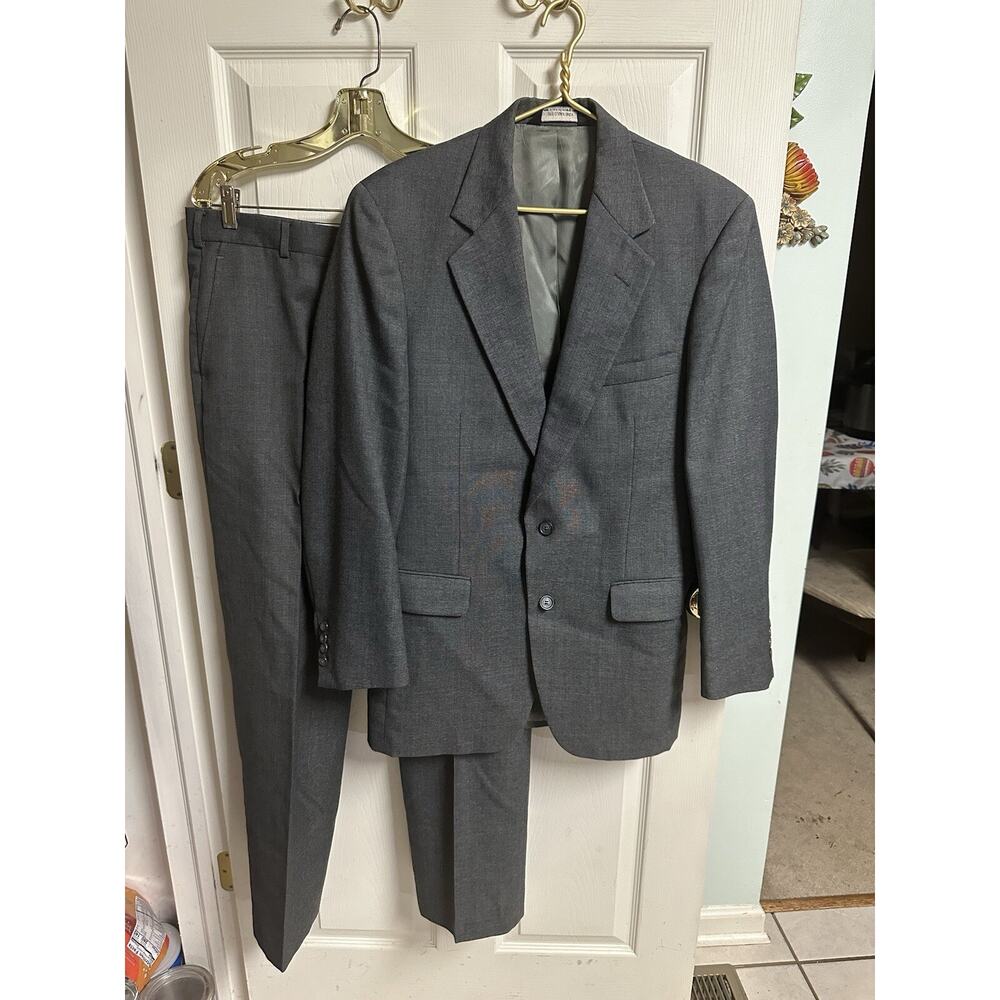John Alexander Mens Suit 44r 35x28 Gray Wool Blend VNT 80a 90s Pants Jacket